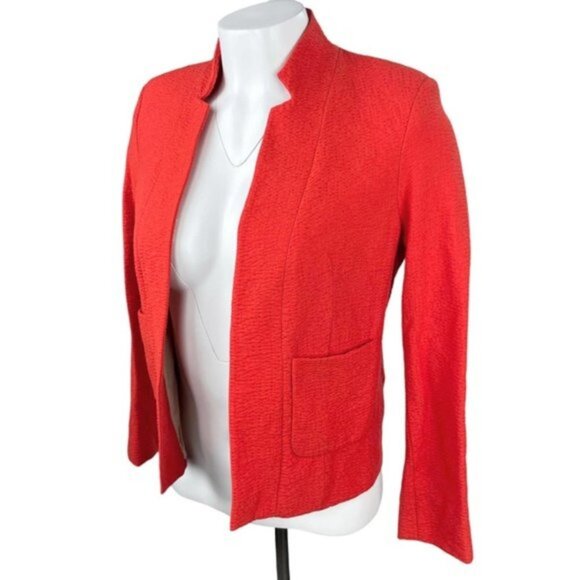 SANDRO Paris Blazer Pockets Orange Sz 36 US Small - Picture 2 of 6